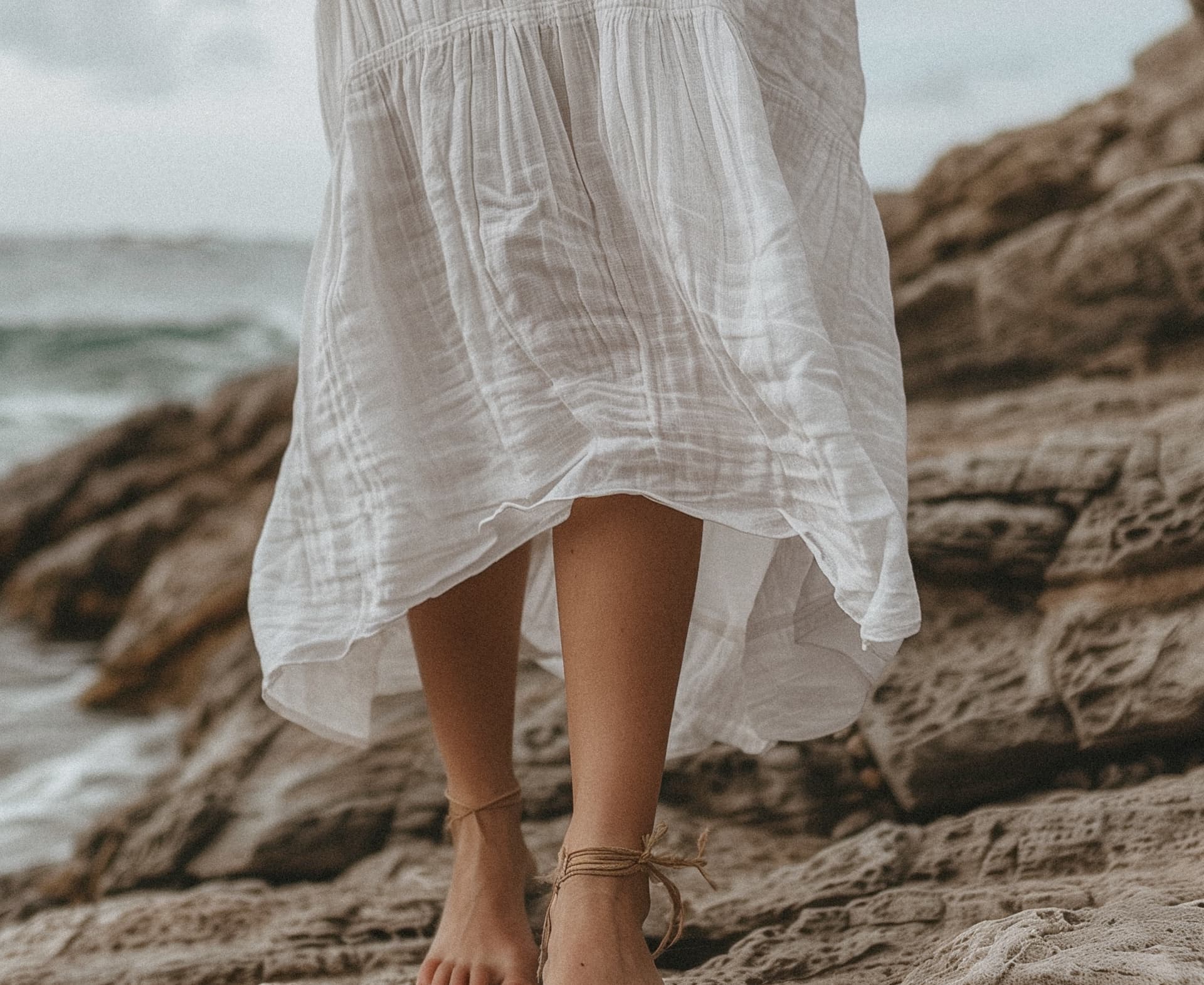 Woman walking confidently on the beach